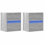 Mesitas de noche de pared con luces LED 2 unidades gris Sonoma de , Mesitas de noche - Ref: Foro24-3307972, Precio: 97,90 €, ...