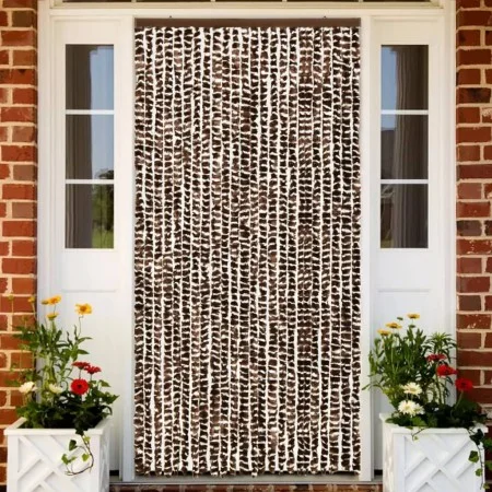 Cortina mosquitera chenilla marrón y blanco 100x220 cm de vidaXL, Mosquiteras para ventanas - Ref: Foro24-325453, Precio: 65,...