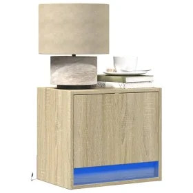 Mesitas de noche de pared con luces LED 2 unidades roble Sonoma de , Mesitas de noche - Ref: Foro24-852080, Precio: 49,37 €, ...