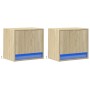 Mesitas de noche de pared con luces LED 2 unidades roble Sonoma de , Mesitas de noche - Ref: Foro24-852080, Precio: 49,82 €, ...
