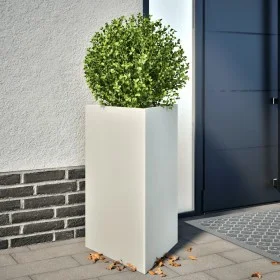 Jardinera triangular acero blanco 50x43x75 cm de , Maceteros y jardineras - Ref: Foro24-851173, Precio: 82,98 €, Descuento: %