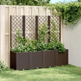 Jardinera con enrejado PP marrón 160x40x140 cm de , Maceteros y jardineras - Ref: Foro24-367875, Precio: 194,91 €, Descuento: %