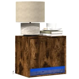 Mesitas de noche de pared con luces LED 2 uds roble ahumado de , Mesitas de noche - Ref: Foro24-852084, Precio: 49,37 €, Desc...