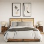 Mesitas de noche de pared con luces LED 2 uds roble ahumado de , Mesitas de noche - Ref: Foro24-852084, Precio: 49,82 €, Desc...
