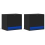 Mesitas de noche de pared con luces LED 2 unidades negro de , Mesitas de noche - Ref: Foro24-852078, Precio: 51,65 €, Descuen...