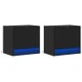 Mesitas de noche de pared con luces LED 2 unidades negro by , Nightstands - Ref: Foro24-852078, Price: 51,12 €, Discount: %
