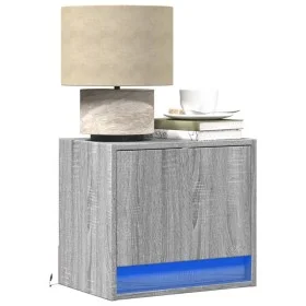 Mesitas de noche de pared con luces LED 2 unidades gris Sonoma de , Mesitas de noche - Ref: Foro24-852086, Precio: 50,93 €, D...