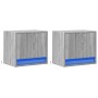 Mesitas de noche de pared con luces LED 2 unidades gris Sonoma de , Mesitas de noche - Ref: Foro24-852086, Precio: 51,57 €, D...