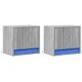Mesitas de noche de pared con luces LED 2 unidades gris Sonoma by , Nightstands - Ref: Foro24-852086, Price: 50,93 €, Discoun...