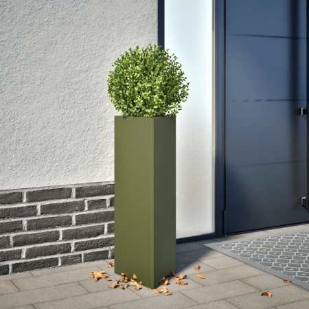 Jardinera triangular acero verde oliva 30x26x75 cm de , Maceteros y jardineras - Ref: Foro24-851149, Precio: 56,93 €, Descuen...