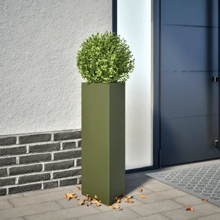 Jardinera triangular acero verde oliva 30x26x75 cm de , Maceteros y jardineras - Ref: Foro24-851149, Precio: 62,64 €, Descuen...