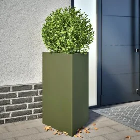 Jardinera triangular acero verde oliva 50x43x75 cm de , Maceteros y jardineras - Ref: Foro24-851177, Precio: 84,55 €, Descuen...