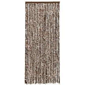 Cortina mosquitera de chenilla marrón y blanca 56x185 cm de vidaXL, Mosquiteras para ventanas - Ref: Foro24-325451, Precio: 3...