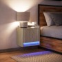 Mesita de noche de pared con luces LED roble Sonoma de , Mesitas de noche - Ref: Foro24-852079, Precio: 29,05 €, Descuento: %