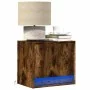 Wall-mounted bedside table with LED lights in smoked oak. by , Nightstands - Ref: Foro24-852083, Price: 28,74 €, Discount: %