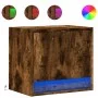 Wall-mounted bedside table with LED lights in smoked oak. by , Nightstands - Ref: Foro24-852083, Price: 28,74 €, Discount: %