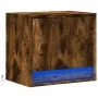 Wall-mounted bedside table with LED lights in smoked oak. by , Nightstands - Ref: Foro24-852083, Price: 28,74 €, Discount: %