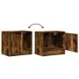 Wall-mounted bedside table with LED lights in smoked oak. by , Nightstands - Ref: Foro24-852083, Price: 28,74 €, Discount: %
