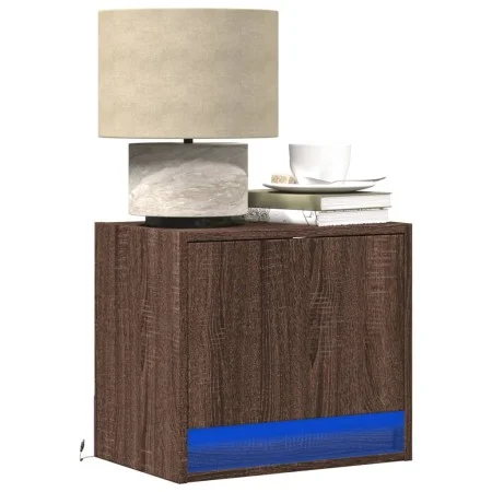 Wall-mounted bedside tables with LED lights, 2 units, brown oak. by , Nightstands - Ref: Foro24-852088, Price: 50,93 €, Disco...