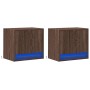 Mesitas de noche de pared con luces LED 2 unidades roble marrón de , Mesitas de noche - Ref: Foro24-852088, Precio: 51,39 €, ...
