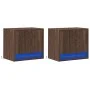 Wall-mounted bedside tables with LED lights, 2 units, brown oak. by , Nightstands - Ref: Foro24-852088, Price: 50,93 €, Disco...