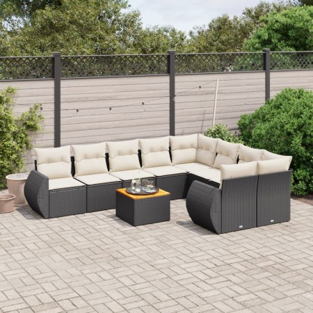 Set de sofás de jardín 10 pzas cojines ratán sintético negro de , Conjuntos de jardín - Ref: Foro24-3257491, Precio: 610,80 €...
