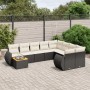 Set de sofás de jardín 10 pzas cojines ratán sintético negro de , Conjuntos de jardín - Ref: Foro24-3257498, Precio: 610,80 €...