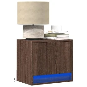 Mesita de noche de pared con luces LED roble marrón de , Mesitas de noche - Ref: Foro24-852087, Precio: 29,55 €, Descuento: %