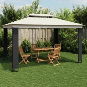 Cenador con doble techo tela crema 3,94x2,96 m de , Carpas y cenadores - Ref: Foro24-368446, Precio: 366,38 €, Descuento: %