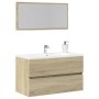 Armario de baño con espejo color roble sonoma 80x38,5x45 cm de , Muebles de baño - Ref: Foro24-849646, Precio: 69,87 €, Descu...