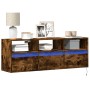 Mueble de TV de pared con luces LED roble ahumado 130x31x45 cm de , Muebles TV - Ref: Foro24-852345, Precio: 98,31 €, Descuen...