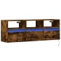 Mueble de TV de pared con luces LED roble ahumado 130x31x45 cm de , Muebles TV - Ref: Foro24-852345, Precio: 98,31 €, Descuen...