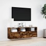 Mueble de TV de pared con luces LED roble ahumado 130x31x45 cm de , Muebles TV - Ref: Foro24-852345, Precio: 98,31 €, Descuen...