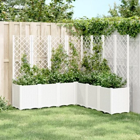 Jardinera con enrejado PP blanco 160x160x140 cm de , Maceteros y jardineras - Ref: Foro24-367884, Precio: 318,93 €, Descuento: %