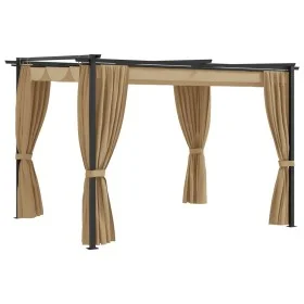 Pavillon mit taupegrauen Stahlvorhängen 3x3 m von vidaXL, Zelte und Pavillons - Ref: Foro24-313897, Preis: 348,35 €, Rabatt: %