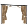 Cenador con cortinas acero gris taupe 3x3 m de vidaXL, Carpas y cenadores - Ref: Foro24-313897, Precio: 354,89 €, Descuento: %