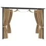 Cenador con cortinas acero gris taupe 3x3 m de vidaXL, Carpas y cenadores - Ref: Foro24-313897, Precio: 348,35 €, Descuento: %
