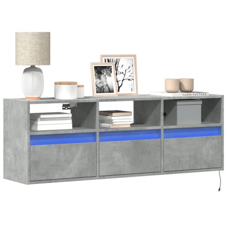Mueble de TV de pared con luces LED gris hormigón 130x31x45 cm de , Muebles TV - Ref: Foro24-852344, Precio: 93,70 €, Descuen...