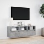 Mueble de TV de pared con luces LED gris hormigón 130x31x45 cm de , Muebles TV - Ref: Foro24-852344, Precio: 93,70 €, Descuen...