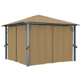 Cenador con cortina gris taupe aluminio 300x300 cm de vidaXL, Carpas y cenadores - Ref: Foro24-313893, Precio: 470,56 €, Desc...