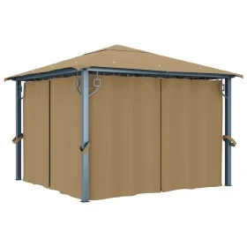 Cenador con cortina gris taupe aluminio 300x300 cm de vidaXL, Carpas y cenadores - Ref: Foro24-313893, Precio: 475,05 €, Desc...