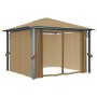 Cenador con cortina gris taupe aluminio 300x300 cm de vidaXL, Carpas y cenadores - Ref: Foro24-313893, Precio: 470,56 €, Desc...