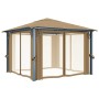 Cenador con cortina gris taupe aluminio 300x300 cm de vidaXL, Carpas y cenadores - Ref: Foro24-313893, Precio: 470,56 €, Desc...