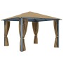 Cenador con cortina gris taupe aluminio 300x300 cm de vidaXL, Carpas y cenadores - Ref: Foro24-313893, Precio: 470,56 €, Desc...