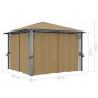 Cenador con cortina gris taupe aluminio 300x300 cm de vidaXL, Carpas y cenadores - Ref: Foro24-313893, Precio: 470,56 €, Desc...