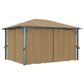 Cenador con cortina gris taupe aluminio 400x300 cm de vidaXL, Carpas y cenadores - Ref: Foro24-313894, Precio: 465,73 €, Desc...