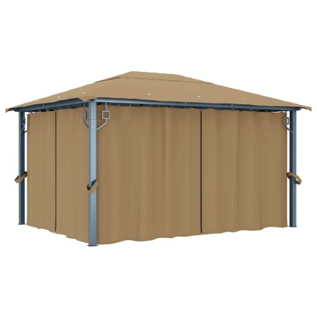 Cenador con cortina gris taupe aluminio 400x300 cm de vidaXL, Carpas y cenadores - Ref: Foro24-313894, Precio: 465,73 €, Desc...