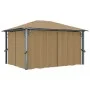 Cenador con cortina gris taupe aluminio 400x300 cm de vidaXL, Carpas y cenadores - Ref: Foro24-313894, Precio: 509,93 €, Desc...