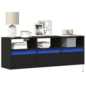 Mueble de TV de pared con luces LED negro 130x31x45 cm by , TV Furniture - Ref: Foro24-852342, Price: 101,29 €, Discount: %