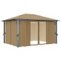Cenador con cortina gris taupe aluminio 400x300 cm de vidaXL, Carpas y cenadores - Ref: Foro24-313894, Precio: 465,73 €, Desc...